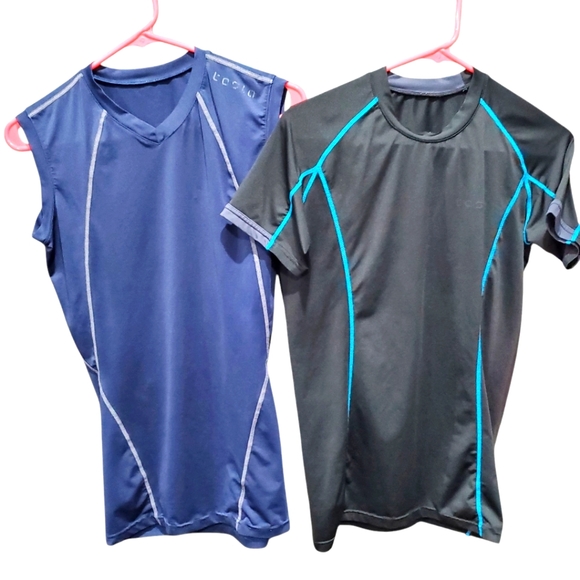 Tesla 1 Black & 1 Blue  Compression type Muscle Shirts Tops Size S L👀K - Picture 1 of 12